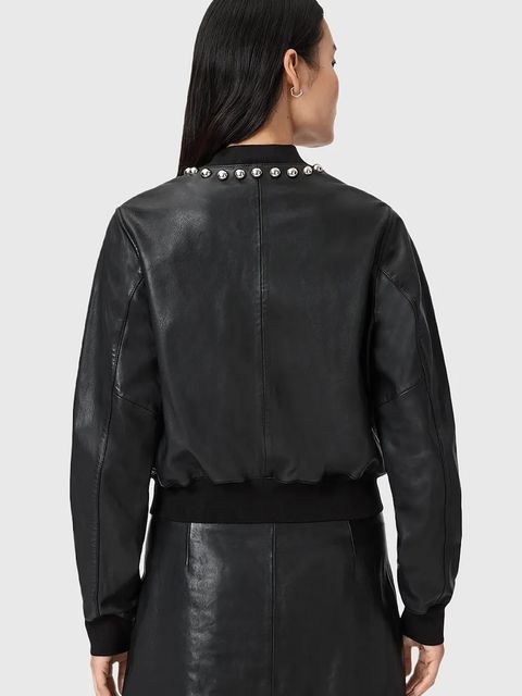 AllSaints kurtka skórzana ORTEN kolor czarny przejściowa W032LD