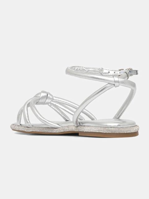 Guess sandały skórzane SLONE damskie kolor srebrny FLJSLO LEM03