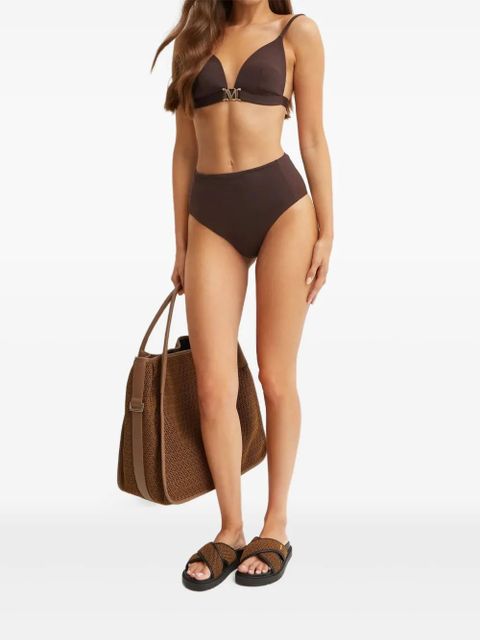 Max Mara logo-letter bikini top - Brown