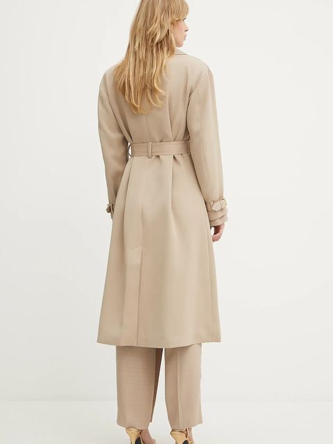 Marciano by Guess trencz z domieszką wełny NINA damski kolor beżowy przejściowy dwurzędowy 5YGL03 7340A