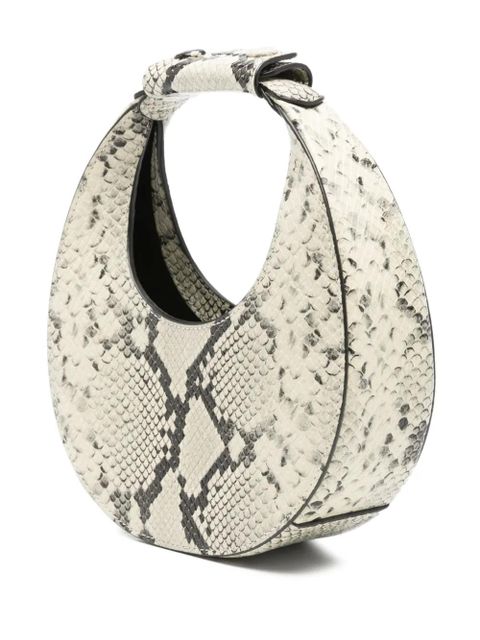 STAUD Goodnight Moon snakeskin top-handle tote bag - White
