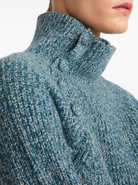 Yves Salomon funnel-neck button-detail sweater - Blue