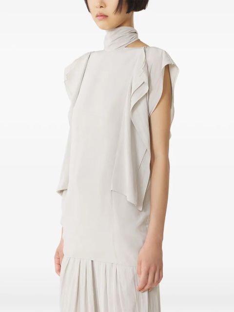 Lanvin ruffled-detail high-neck blouse - Neutrals
