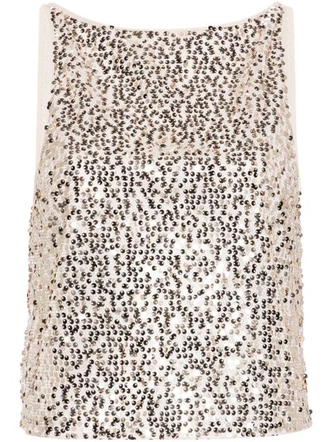 ROTATE BIRGER CHRISTENSEN sequinned mesh tank top - Neutrals - zdjęcie produktu nr 1