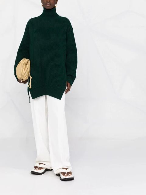 Jil Sander roll-neck ribbed-knit jumper - Green - zdjęcie produktu nr 2