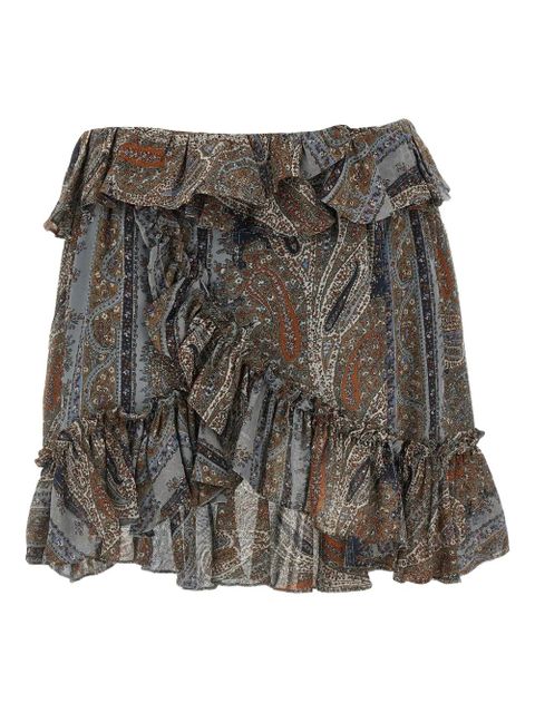 Saint Laurent paisley-print ruffled mini skirt - Blue - zdjęcie produktu nr 1