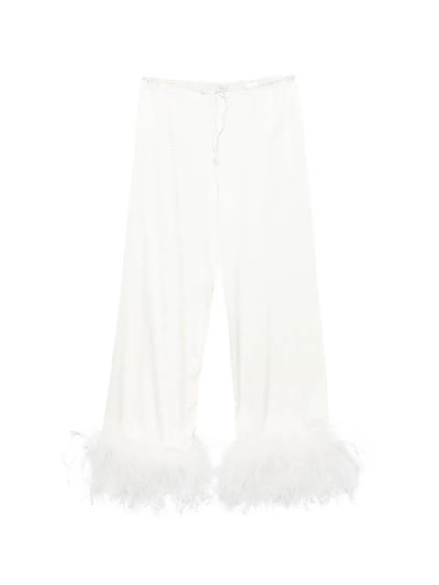 Oséree feather-trim drawstring trousers - White - zdjęcie produktu nr 1