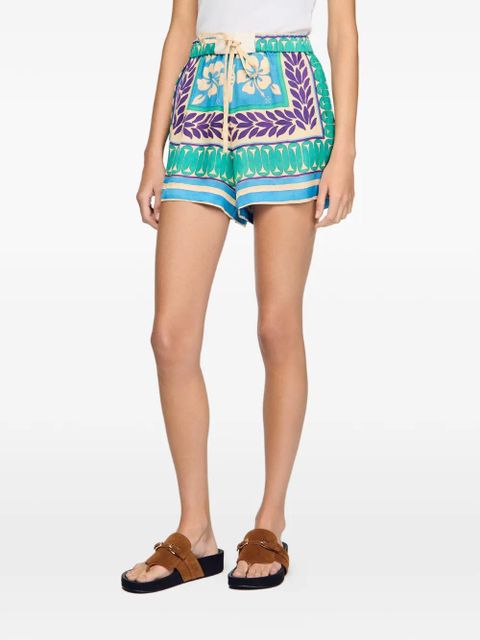 SANDRO floral cord short shorts - Green