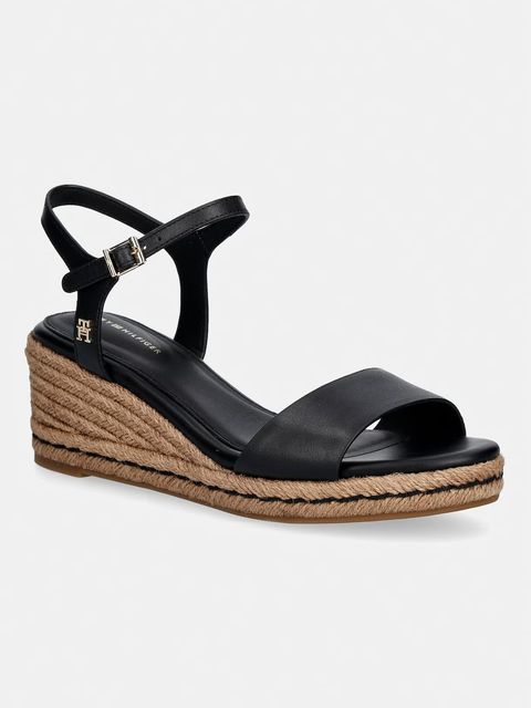 Tommy Hilfiger sandały na koturnie skórzane MID WEDGE ESPAD LEATHER - zdjęcie produktu nr 1