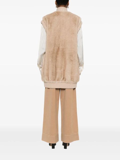 PINKO faux-fur knitted gilet - Neutrals