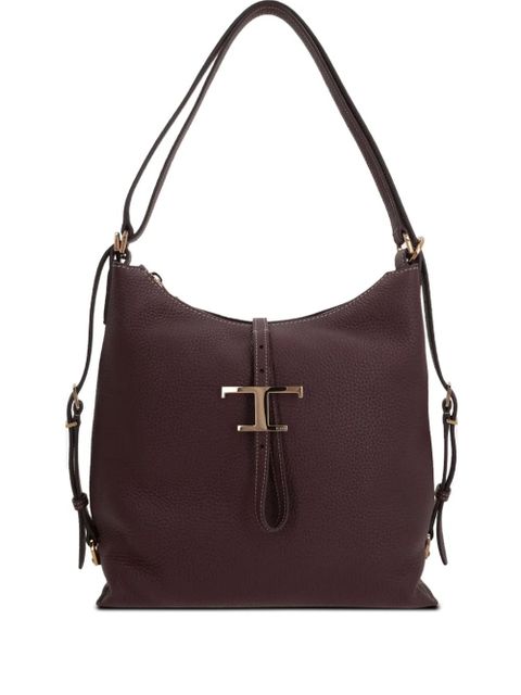 Tod's T Timeless grained leather shoulder bag - Brown - zdjęcie produktu nr 1