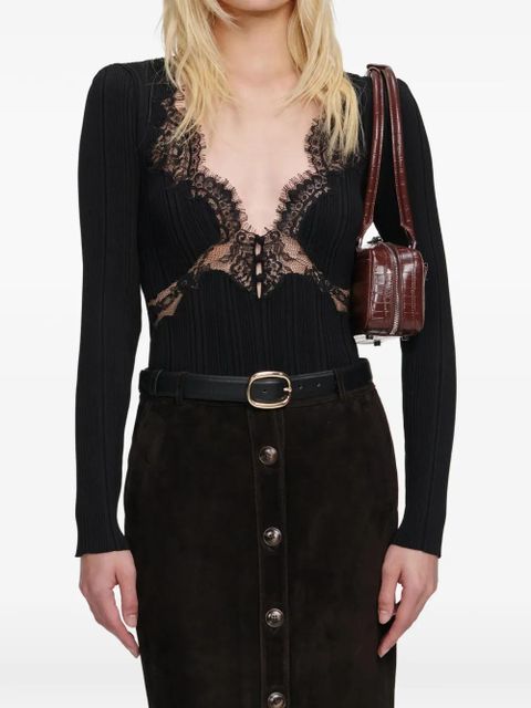 Self-Portrait lace-details long-sleeve T-shirt - Black - zdjęcie produktu nr 1