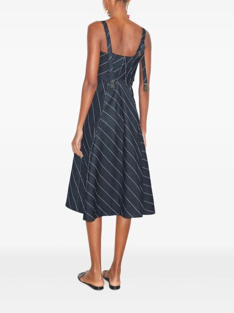 Tory Burch striped-pattern cotton-blend midi dress - Blue - zdjęcie produktu nr 2