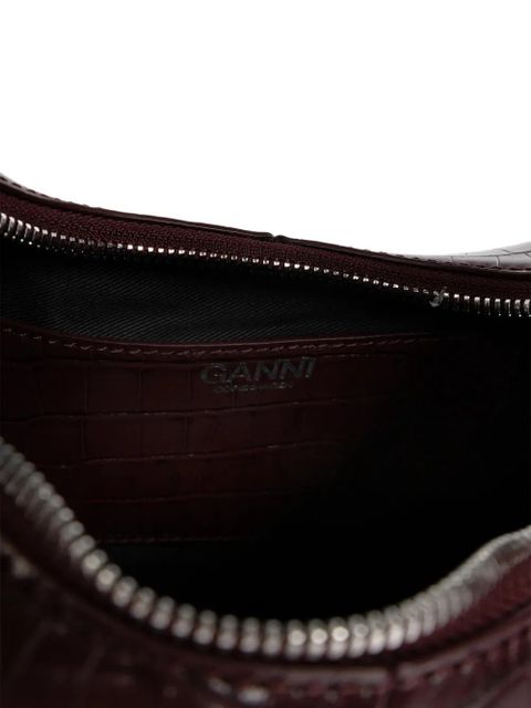 GANNI crocodile-effect tote bag - Brown