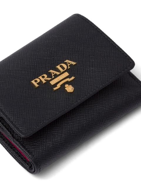 Prada logo-lettering leather wallet - Black