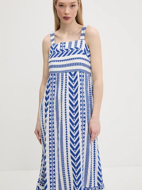 Superdry sukienka kolor niebieski maxi rozkloszowana W8011872A-F1W