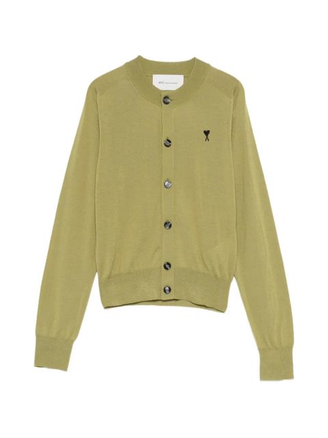 AMI Paris De Coeur button appliqué cardigan - Green - zdjęcie produktu nr 1