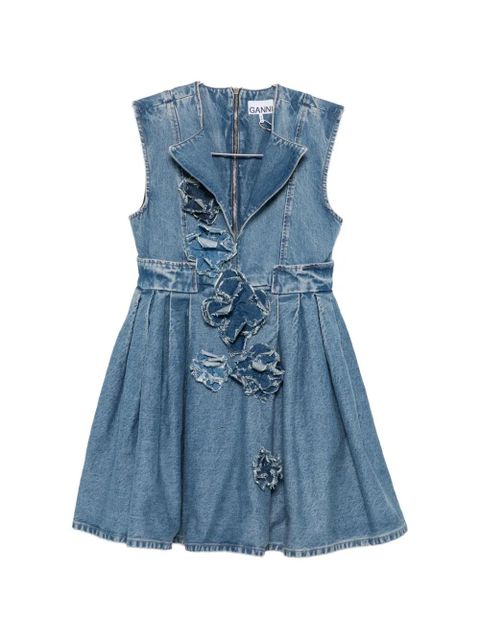GANNI flower-appliqué sleeveless mini dress - Blue - zdjęcie produktu nr 1