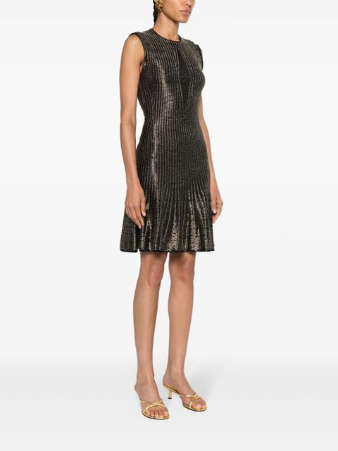 Alexander McQueen metallic-threading flared dress - Black