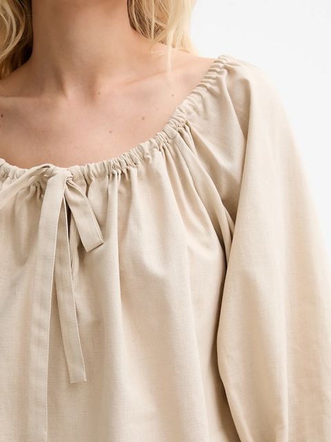 The Sleeper bluzka lniana damska kolor beżowy gładka CHBL06P017N