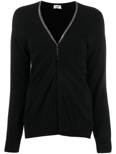 Saint Laurent embellished trim cardigan - Black