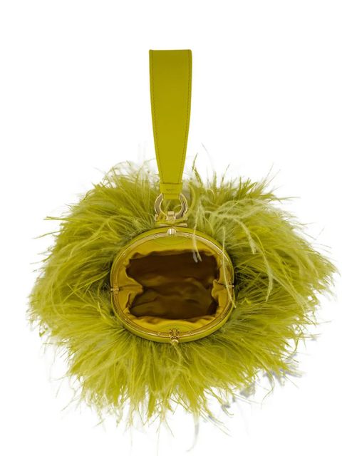 Ferragamo mini Double Gancini ostrich-feather clutch bag - Green - zdjęcie produktu nr 1