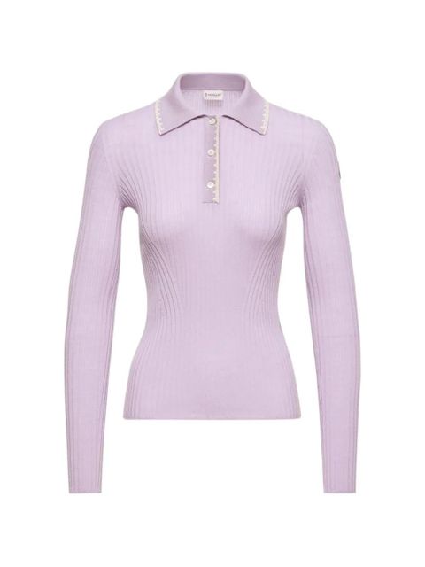 Moncler ribbed polo shirt - Purple - zdjęcie produktu nr 2