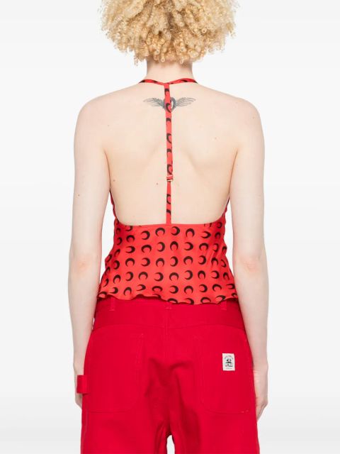 Marine Serre crescent moon-print top - Red