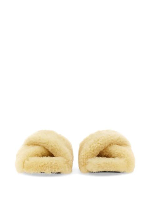 Jil Sander Shearling Crossover flat sandals - Neutrals
