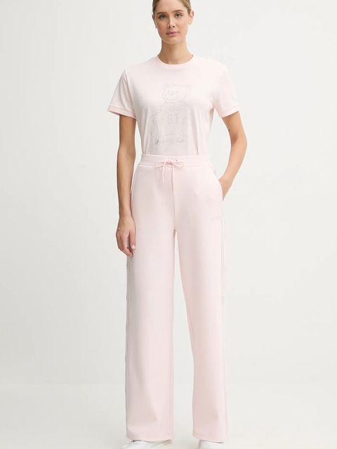 Guess spodnie dresowe OCTAVIA damskie kolor różowy z aplikacją V5BB12 KCX22 - zdjęcie produktu nr 2