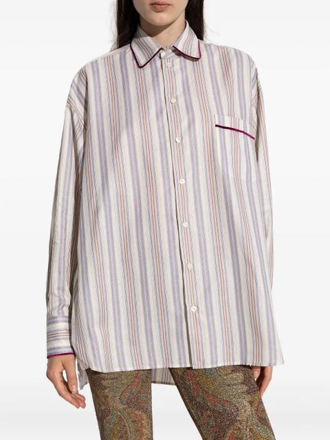 ETRO striped velvet-trimmed shirt - Neutrals