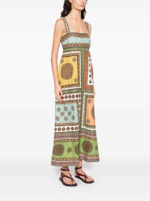 ALEMAIS print-design midi dress - Green