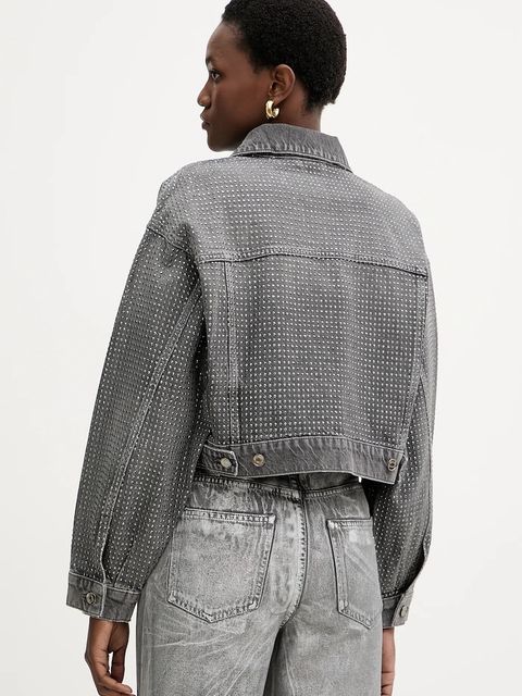 Liu Jo kurtka jeansowa kolor szary przejściowa oversize UF5088.D5020