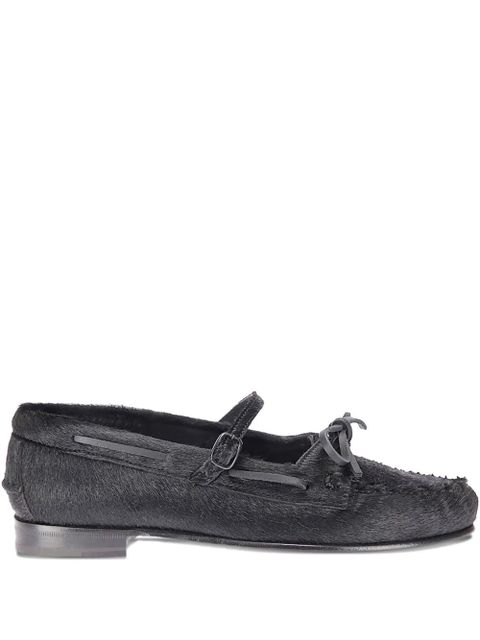 Hereu Lorea calf-hair flat pumps - Black