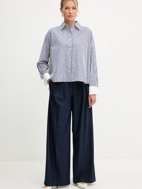 Weekend Max Mara koszula bawełniana ARTURO damska kolor granatowy relaxed z kołnierzykiem klasycznym 2525116042600