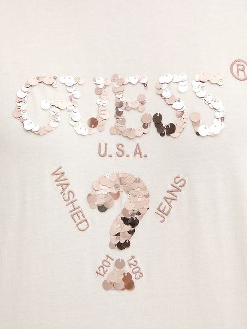 Guess t-shirt bawełniany AURLIE damski kolor beżowy V4YI06 I3Z14