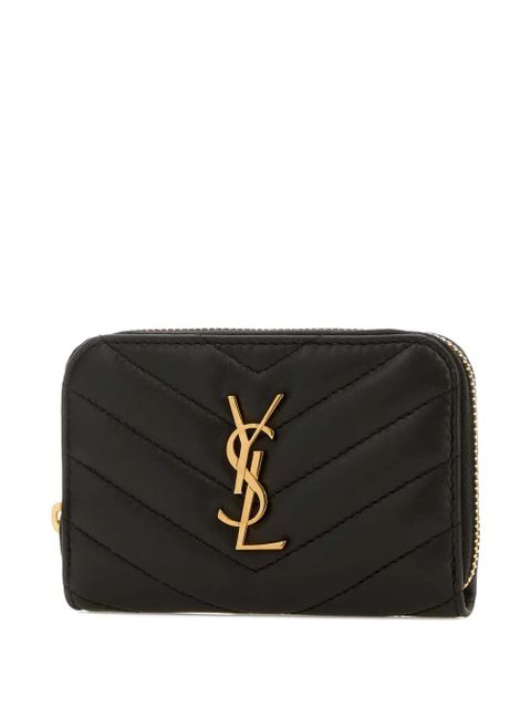 Saint Laurent Cassandre-plaque wallet - Brown