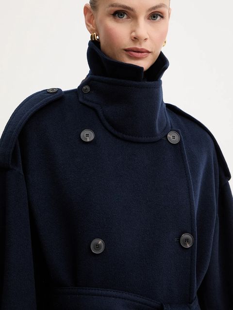 MAX&Co. płaszcz wełniany kolor granatowy 2526016013200