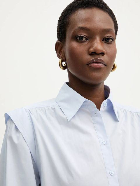 BOSS Orange koszula bawełniana C Bosally damska kolor niebieski regular z kołnierzykiem klasycznym 50553888