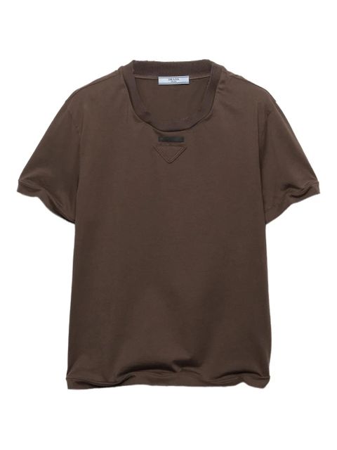 Prada triangle-logo crew-neck T-shirt - Brown - zdjęcie produktu nr 1