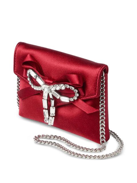Jimmy Choo crystal-bow mini bag - Red