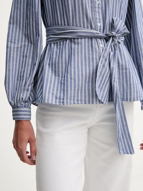 Pepe Jeans koszula bawełniana damska kolor niebieski regular ze stójką PL3051268