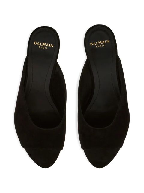 Balmain open-toe suede mule sandals - Black