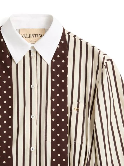 Valentino Garavani mini dress in printed striped poplin - Neutrals