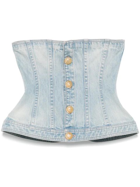 Balmain denim corset top - Blue - zdjęcie produktu nr 1