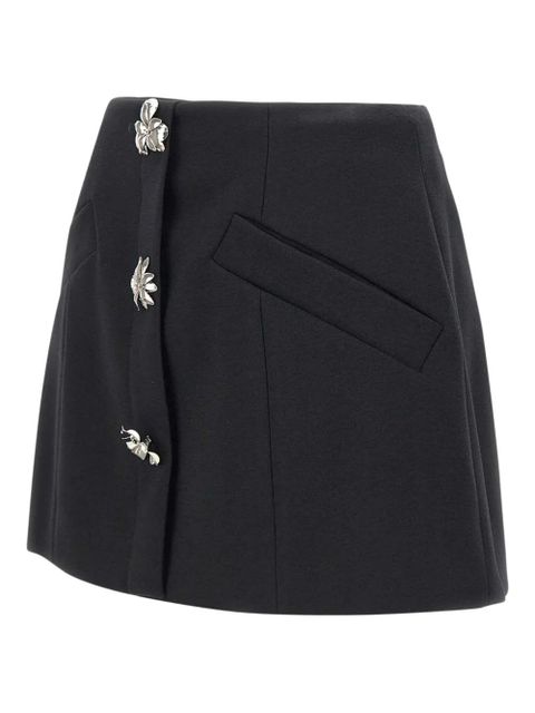 Blumarine flower-embellished mini skirt - Black