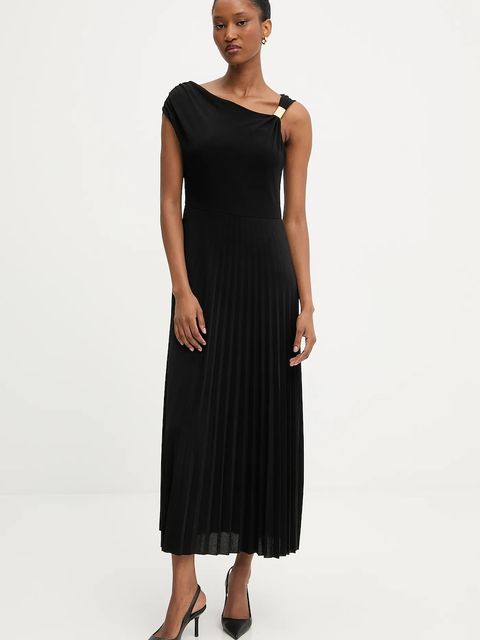 Answear.LAB sukienka kolor czarny midi rozkloszowana