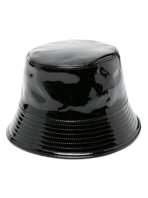 Prada triangle-logo patent-leather bucket hat - Black - zdjęcie produktu nr 1