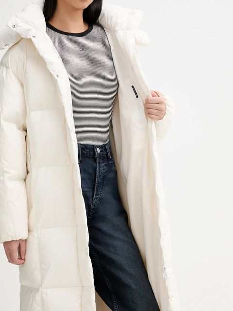 Tommy Jeans kurtka puchowa kolor beżowy zimowa oversize DW0DW21615