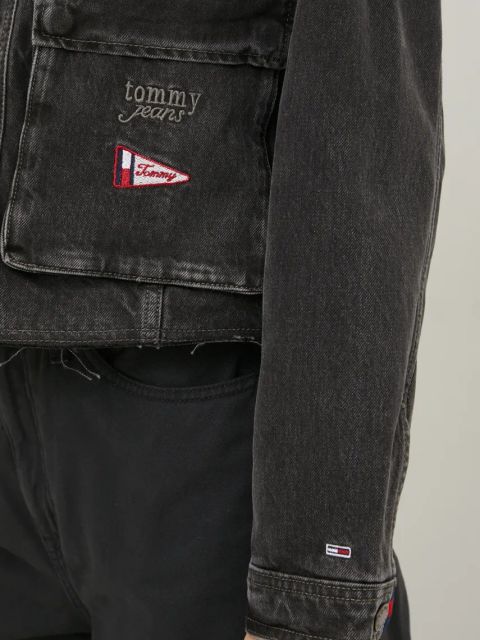 Tommy Jeans kurtka jeansowa damska kolor czarny przejściowa oversize DW0DW20545